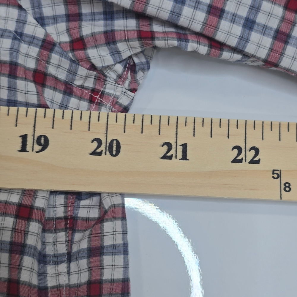 Faconnable Button Down Shirt Mens S Red White Plaid Contemporary Long Sleeve - Picture 12 of 14